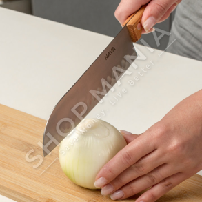 NAVA - THIKE CELIK INOKSI ME BISHT DRURI 29.5CM "KITCHEN KNIFE TERRESTRIAL SANTOKU WITH WOODEN HANDLE 29.5 CM" - 5205746890839