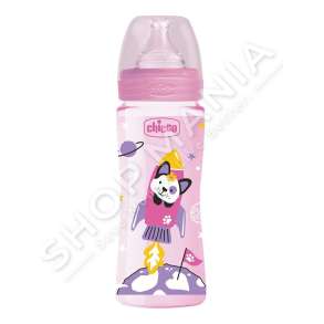 CHICCO - SHISHE ME BIBERON SILIKONI 330ML/+4MUAJSH "FEEDING BOTTLE WELL BEING" - 8058664129492
