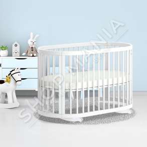 KREVAT PER FEMIJE 0-15VJEC "12 IN 1 MULTIFUNCTIONAL ROCKING BABY COT CRIB OVAL - WITH MATTRESS"