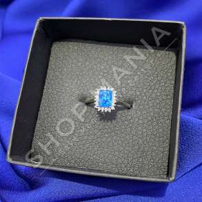 UNAZE ARGJEND ME GUR ZIRKONI BLU "FORME DREJTKENDORE" - KL-178