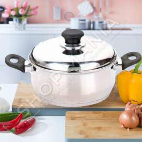 HOMESTYLE - TENXHERE INOKSI ME KAPAK DHE DOREZA - 24X12.5CM