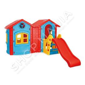 PILSAN - SHTEPI DOPIO ME RRESHQITESE PER FEMIJE +3VJEC "DOUBLE JOY TWIN PLAY HOUSE WITH SLIDE" - 06-433