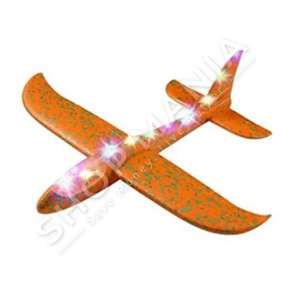 COMIC AND ONLINE GAMES - AEROPLAN LODER PORTOKALLI ME DRITE 48CM "HAND THROWING AIRPLANE TOY ORANGE WITH LIGHT" - 8605042601486