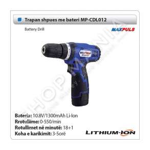 MAXPULS - TRAPANO ME BATERI 10.8V 1300 MAH