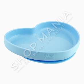 CHICCO - PJATE SILIKONI NE FORME ZEMRE +9MUAJSH "SILICONE PLATE HEART SHAPED BLUE" - 8058664127542