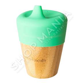 ECO RASCALS - GOTE ME KAPAK SILIKONI ME PIPEZ +4MUAJSH "BAMBOO CUP WITH SIPPY FEEDER GREEN" - 793591755403