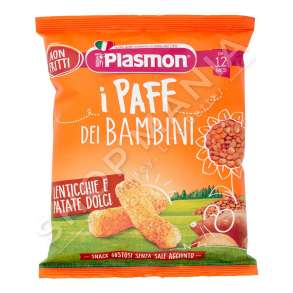 PLASMON - PATATINA TE BUTA ME THJERRZA & PATATE TE EMBEL 15G/+12MUAJSH "PAFF DEI BAMBINI LENTICCHIE E PATATE DOLCI" - 8001040200841