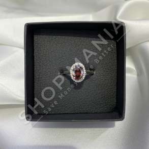 UNAZE ARGJEND ME GUR ZIRKONI TE KUQ "FORME OVALE" - KL-207