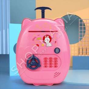 BANK SERIES - ARKE KURSIMI ME KOD & BUTON ME GJURME GISHTASH +3 VJEC "DISCUTE FINGERPRINT SMART SUITCASE SAVING POT-PLASTIC MATERIAL" - DSM-6657