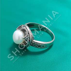 UNAZE ARGJENDI ME GUR ZIRKONI "PERLE -  E BARDHE"