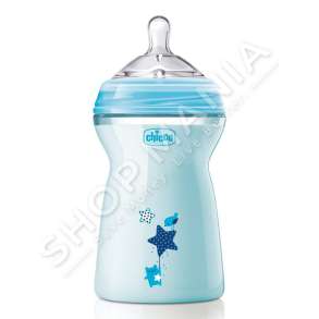 CHICCO - SHISHE ME BIBERON SILIKONI 330ML/+6MUAJSH "FEEDING BOTTLE NATURAL FEELING BLUE" - 8058664085026