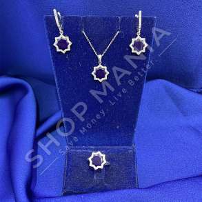 SET VARESE, VATH & UNAZE ARGJENDI ME GUR ZIRKONI BLU ''FORME YLLI '' - KL-236