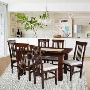 TAVOLINE NGRENIE ME KEMBE TE HOLLA ME 6 KARRIGE - 140X80CM