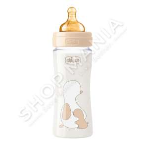 CHICCO - SHISHE QELQI ME BIBERON SILIKONI 240ML/+0MUAJSH "FEEDING BOTTLE ORIGINAL TOUCH SLOW" - 8058664121861
