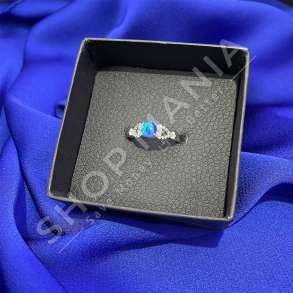 UNAZE ARGJEND ME GUR ZIRKONI BLU "FORME RRETHORE" - KL-176