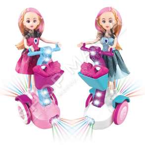 KUKULL ME BICIKLETE ELEKTRIKE ME DRITA & MUZIKE +3VJEC "ELECTRIC BALANCE CAR DOLL SET GIFT BOX CHILDREN LIGHTED MUSIC PLAY TOYS" - ZR166