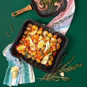 NAVA - TAVE PJEKJE ME VESHJE GURI 34X26X6.5CM/4.7L "ROASTING PAN GRANITE SHEET NATURE FOR BAKING MEAT CAKES" - 5205746152425