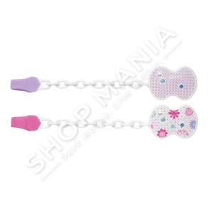 CHICCO - KAPESE BIBERONI +0MUAJSH "EASY CLIP WITH CHAIN PINK" - 8003670818571