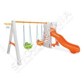 PILSAN - LOJE ARGETUESE ME LISHARESE & RRESHQITESE +3VJEC "CASTLE SLIDE AND SWING SET" - 07-957