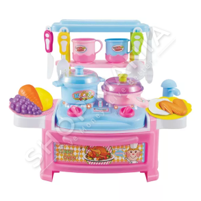 MINI KUZHINE ME AKSESORE KUZHINE +3 VJEC "PLASTIC PLAY SET SMALL KITCHEN TOY WITH LIGHT AND MUSIC" - HC440112