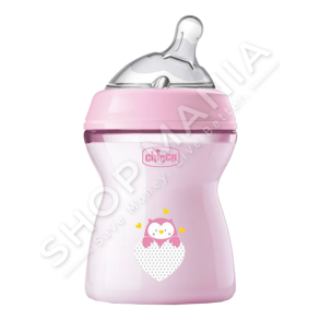 CHICCO - SHISHE ME BIBERON SILIKONI 250ML/+2MUAJSH "FEEDING BOTTLE NATURAL FEELING BIMBA DECORATO" - 8058664153633
