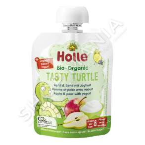 HOLLE - KOS ME FRUTA (MOLLE, DARDHA) 85G/+8MUAJSH "ORGANIC TASTY TURTLE - APPLE & PEAR YOGHURT POUCH" - 7640230490344