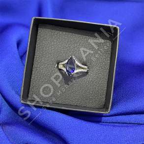 UNAZE ARGJEND ME GUR ZIRKONI BLU "FORME OVALE" - KL-184