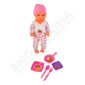 GALTOYS - KUKULL QE FLET ME AKSESORE KUZHINE +3VJEC "SENOS BABY FOOD EATER DOLL" - 5000000002856