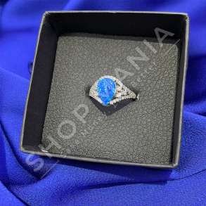 UNAZE ARGJEND ME GUR ZIRKONI BLU "FORME PIKE LOTI" - KL-177