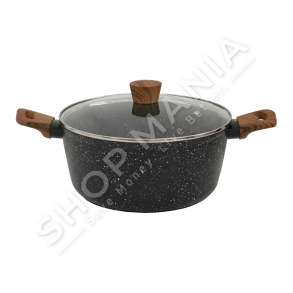 NAVA - TENXHERE ALUMINI ME KAPAK QELQI "VESHJE GURI - NATURE" - Ø28CM