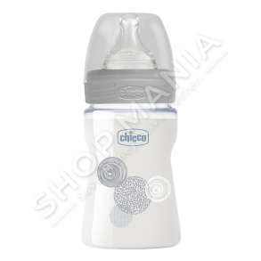 CHICCO - SHISHE QELQI ME BIBERON SILIKONI 150ML/+0MUAJSH "GLASS BOTTLE WELL BEING NEUTRAL" - 8058664129928