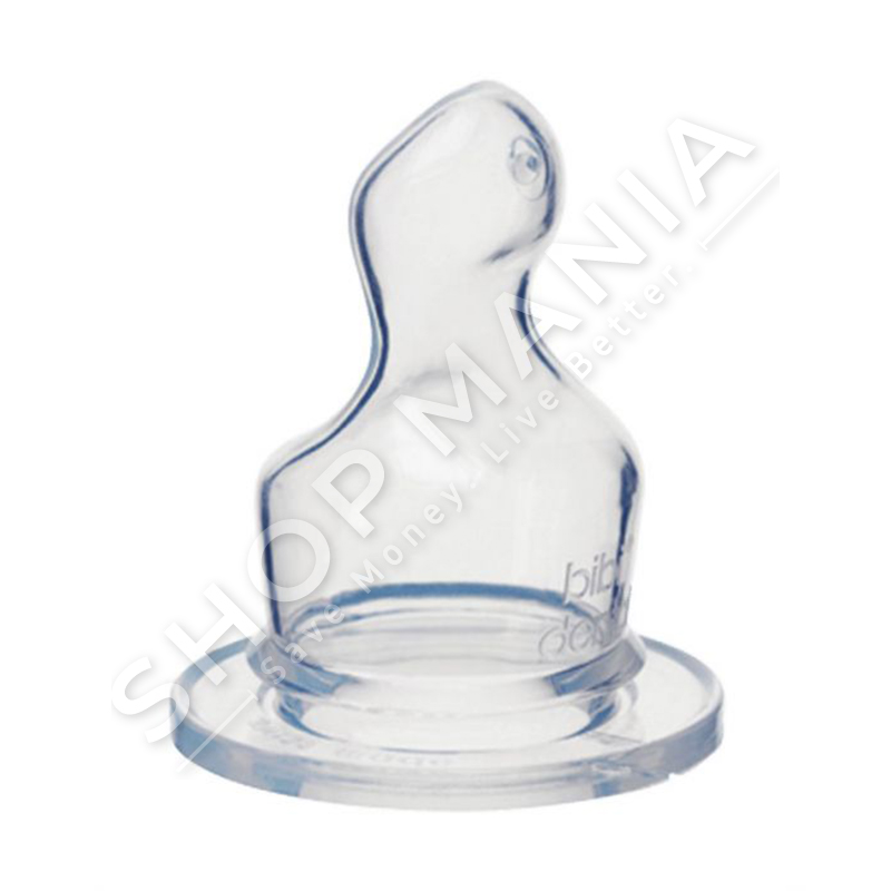 BIBI - BIBERON SILIKONI PER SHISHE ME GRYKE TE NGUSHTE "DENTAL - MEDIUM" - 2 COPE