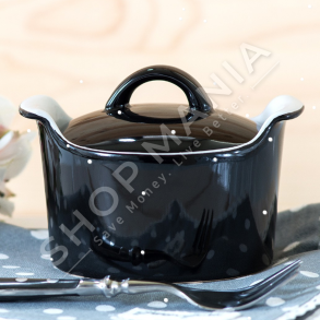 TOGNANA - TENXHERE ME KAPAK 13CM "MINI CASSEROLE PORCELAIN OVEN LIZZY 13CM BLACK" - 8000257443928
