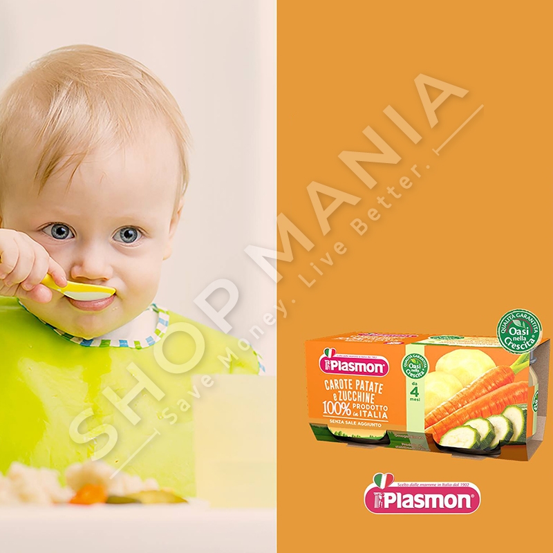 PLASMON - PURE PERIMESH ME KAROTA, PATATE & KUNGULL JESHIL "TE HOMOGJENIZUARA" - 2 x 80G, +4 MUAJ