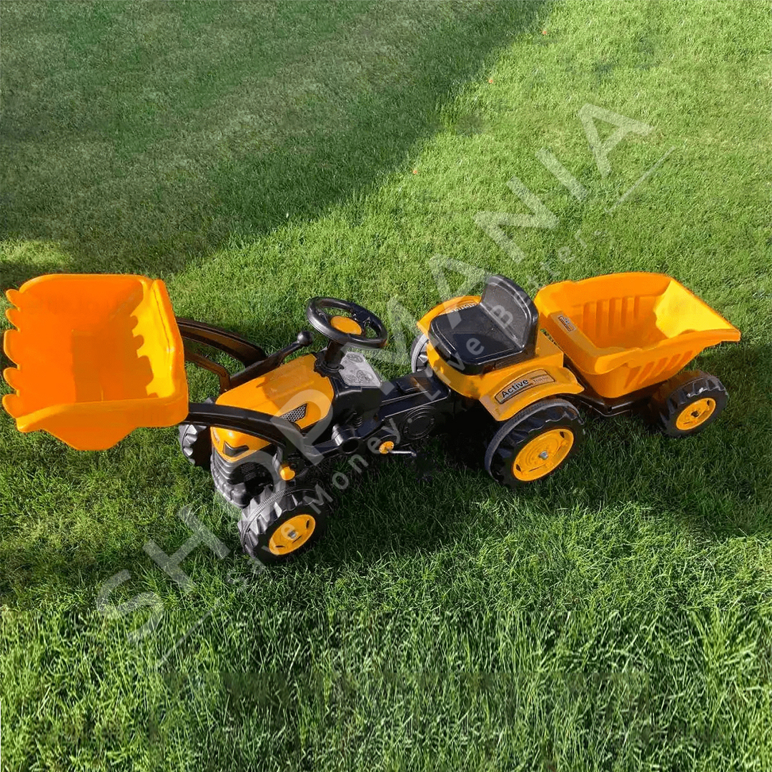 PILSAN - TRAKTOR ME PEDALE & SHKARKUES +3VJEC "PEDAL TRACTOR WITH BUCKET YELLOW" -  07-315