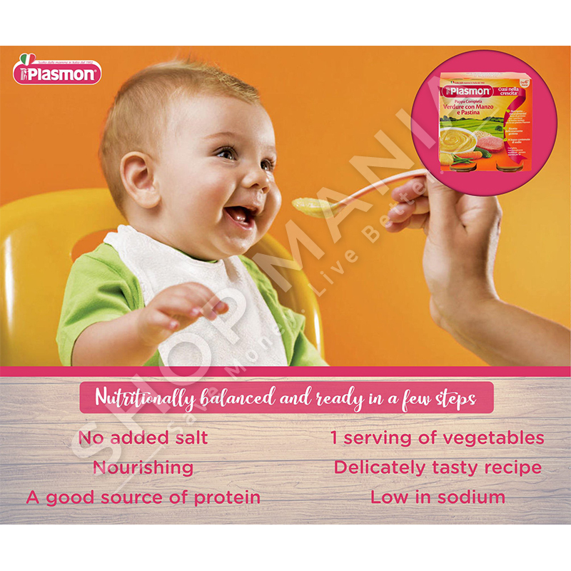 PLASMON - MISH MESHTJERRE ME PERIME & MAKARONA - 2 x 190G, +6 MUAJ