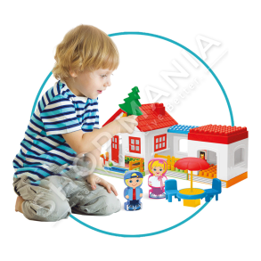 DEDE - SHTEPI DY KATESHE ME 42 BLLOQE LEGO +18 MUAJSH "2 STOREY HOUSE BLOCKS 42 PCS" - 3234