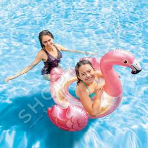 INTEX - KOMARDARE NE FORME FLAMINGO +9VJEC "SPARKLING GLITTER FLAMINGO INFLATABLE POOL SWIM TUBE" - 56251