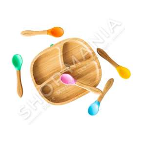 ECO RASCALS - PJATE BAMBUJE ME 3 NDARJE +6MUAJSH "TODDLER PLATE IN PINK" - 793591755144