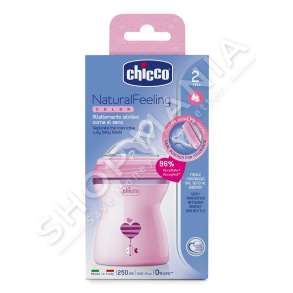 CHICCO - SHISHE ME BIBERON SILIKONI 250ML/+2MUAJSH "FEEDING BOTTLE NATURAL FEELING PINK" - 8058664080762