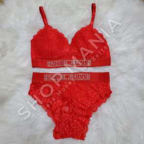 SET INTIMO TE KUQE "LOVE LOVE" ME DANTELLE - IVI-028