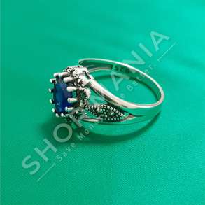 UNAZE ARGJENDI ME GUR ZIRKONI "RRETHORE -  BLU"