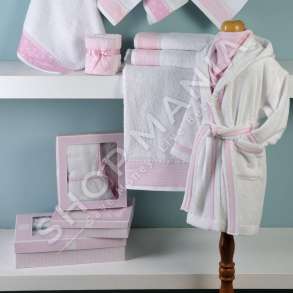 DOWN TOWN KIDS - ROBDISHAN PER FEMIJE "WHITE/PINK" - 2-4, 4-6, 6-8VJEC