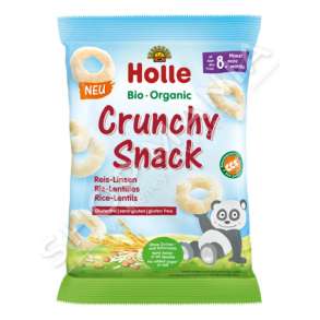 HOLLE - PATATINA ME ORIZ & THJERREZA ORGANIKE 25G/+8MUAJSH "ORGANIC CRUNCHY SNACK RICE LENTILS" - 7640161879980