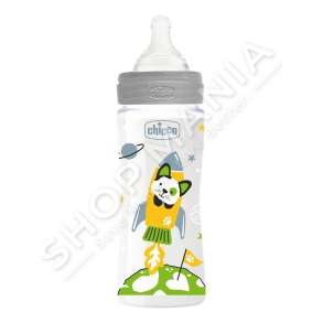 CHICCO - SHISHE ME BIBERON SILIKONI 330ML/+4MUAJSH "FEEDING BOTTLE WELL BEING" - 8058664129911