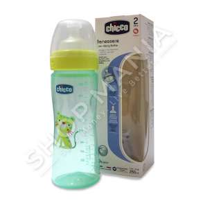 CHICCO - SHISHE ME BIBERON SILIKONI E GJELBER "WELL-BEING" - 250ML, +2 MUAJ