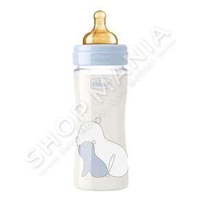 CHICCO - SHISHE QELQI ME BIBERON SILIKONI 240ML/+0MUAJSH "FEEDING BOTTLE ORIGINAL TOUCH" - 8058664121854