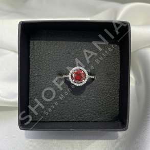 UNAZE ARGJEND ME GUR ZIRKONI TE KUQ "FORME RRETHORE" - KL-205