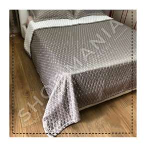 MBULESE KREVATI + KELLEF JASTEKU GRI "TEK - DIZAJN ROMB" - 160X230CM