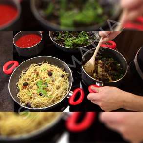 TESCOMA - TIGAN ALUMINI ME DY DOREZA 28CM "MANICO ROSSO" - 8595028490602